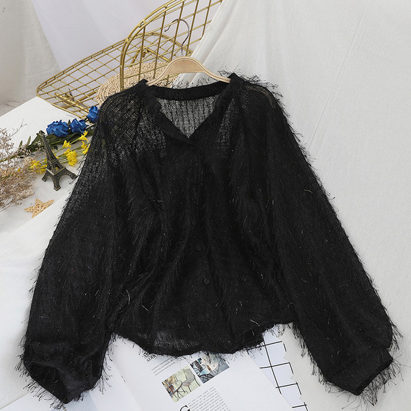 Cămașă modernă de damă în patru culori cu franjuri și nasturi