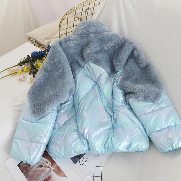 Geaca casual de dama in cinci culori cu guler inalt si puf