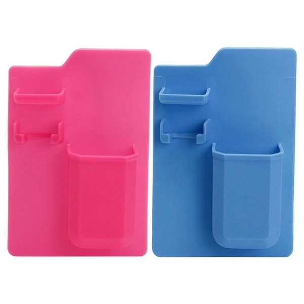 Suport de toaletă autoadeziv din silicon în roz și albastru