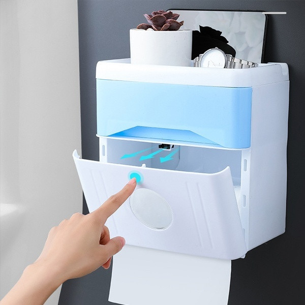 Водоустойчив шкаф за хартия и чекмедже за съхранение на тоалетни принадлежности в розов и син цвят