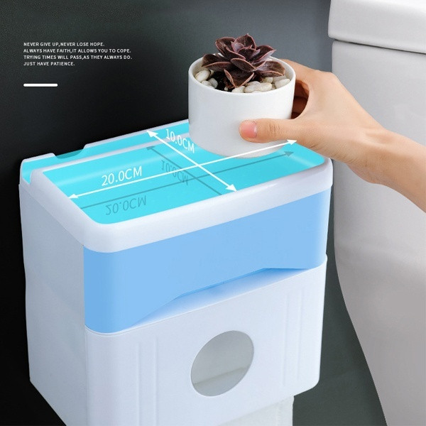 Dulap și sertar din hârtie rezistentă la apă pentru depozitarea articolelor de toaletă în roz și albastru