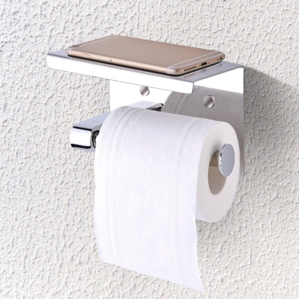 Поставка за тоалетна хартия от неръждаема стомана за монтаж на стената в сребрист цвят