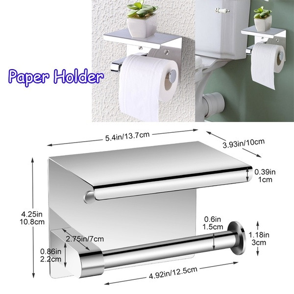 Suport hârtie igienică din oțel inoxidabil pentru montare pe perete argintiu