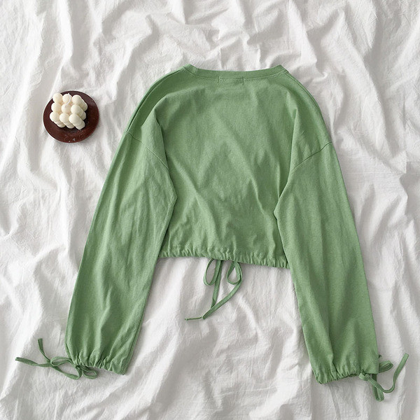 Bluza dama model lat in mai multe culori cu cravate si decolteu rotund