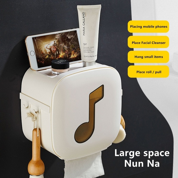 Dulap de baie multifunctional din plastic cu doua distributii si patru carlige alb cu nota muzicala