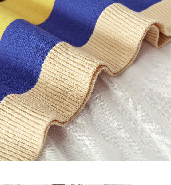 Pulover de damă cu dungi toamnă-iarnă cu decolteu rotund