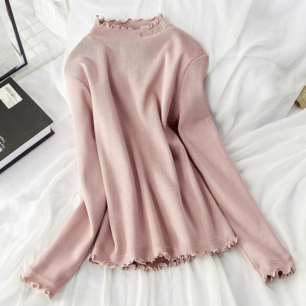 Pulover de dama toamna-iarna cu broderie pe guler in mai multe culori