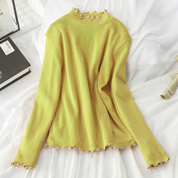 Pulover de dama toamna-iarna cu broderie pe guler in mai multe culori