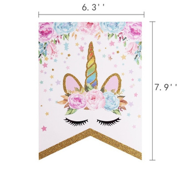 Διακόσμηση για πάρτι, banner με «Happy Birthday» και μονόκερα