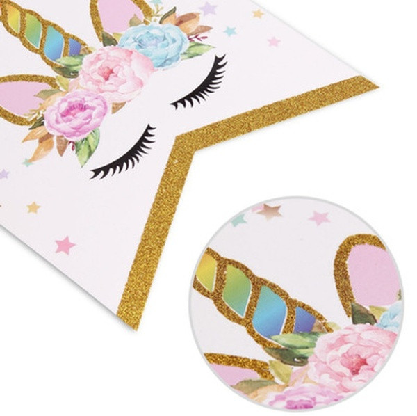 Διακόσμηση για πάρτι, banner με «Happy Birthday» και μονόκερα