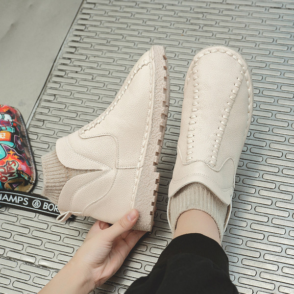 Pantofi casual dama cu talpa plata din piele ecologica alb-negru