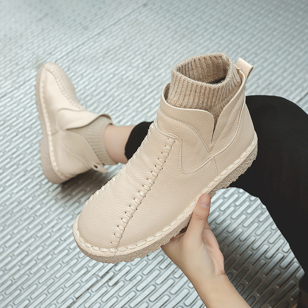 Pantofi casual dama cu talpa plata din piele ecologica alb-negru