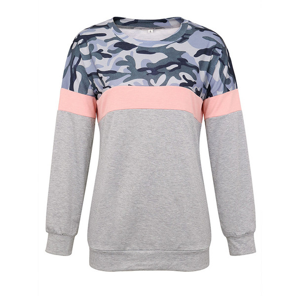 Bluză de damă modernă cu mâneci lungi și camuflaj în gri și alb