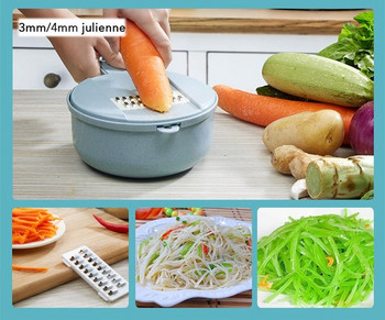 Пластмасово кухненско ренде 10 в 1 за лесно и прецизно рязане на зеленчуци и плодове в розов и син цвят