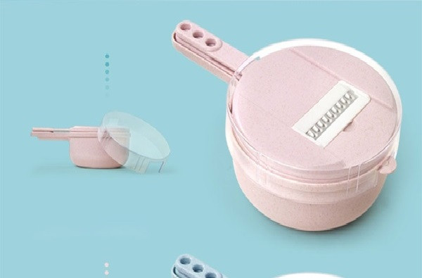 Razatoare de bucatarie din plastic 10 in 1 pentru taierea usoara si precisa a legumelor si fructelor in roz si albastru