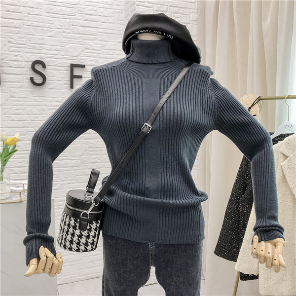 Pulover de damă modern cu guler înalt - mai multe culori