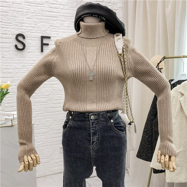 Pulover de damă modern cu guler înalt - mai multe culori