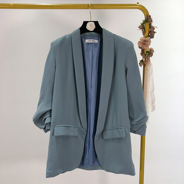 Geaca de dama moderna cu buzunare in bej si albastru