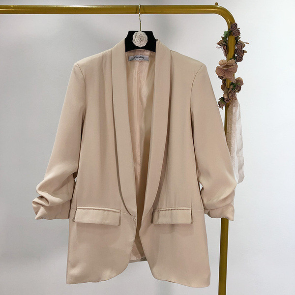 Geaca de dama moderna cu buzunare in bej si albastru