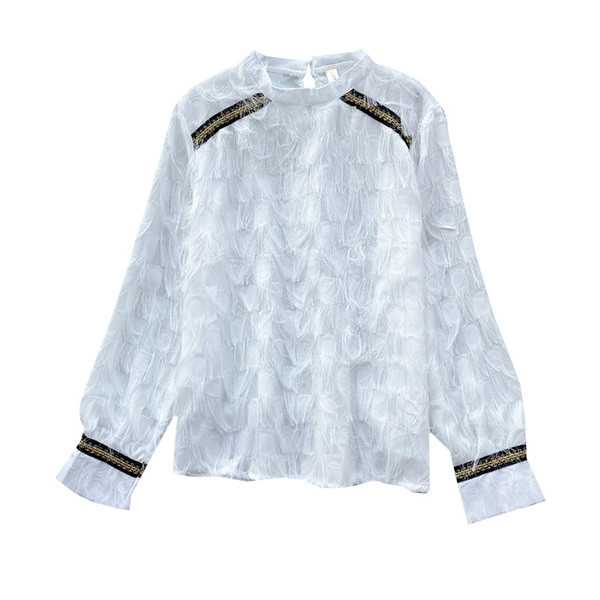 Cămașă de damă modernă cu franjuri și efect strălucitor în patru culori