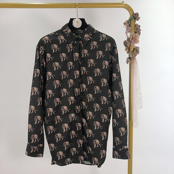 Cămașă lungă de primăvară-toamnă cu imprimeu tigru