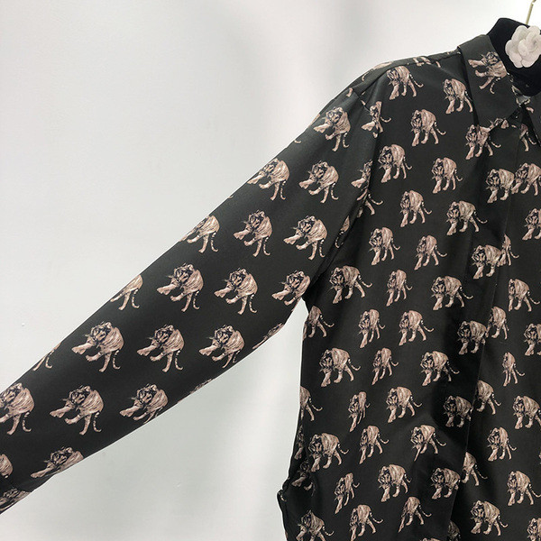 Cămașă lungă de primăvară-toamnă cu imprimeu tigru