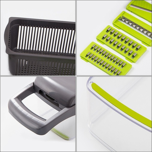 Razatoare multifunctionala 7 in 1 pentru fructe si legume cu diverse accesorii din otel inoxidabil