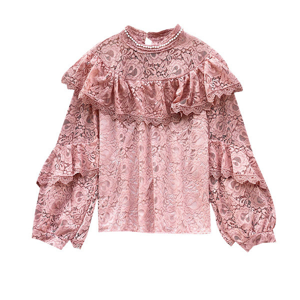 Cămașă modernă de damă cu dantelă și perle în cinci culori