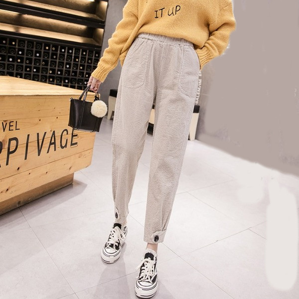 Pantaloni casual de dama cu buzunare in maro, bej si negru