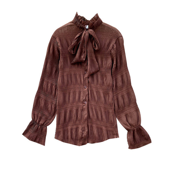 Cămașă modernă de damă cu șireturi și mâneci lungi în cinci culori