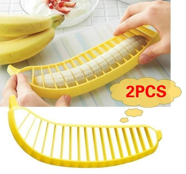 Σετ από δύο πλαστικές φέτες  για κόψημο μπανάνας σε κίτρινο χρώμα