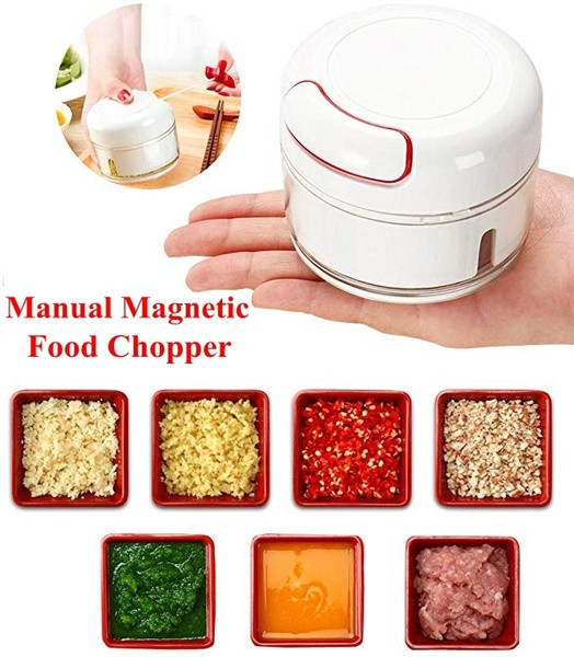 Tocator de mana mic cu o capacitate de 170 ml potrivit pentru usturoi, nuci si legume mici in alb