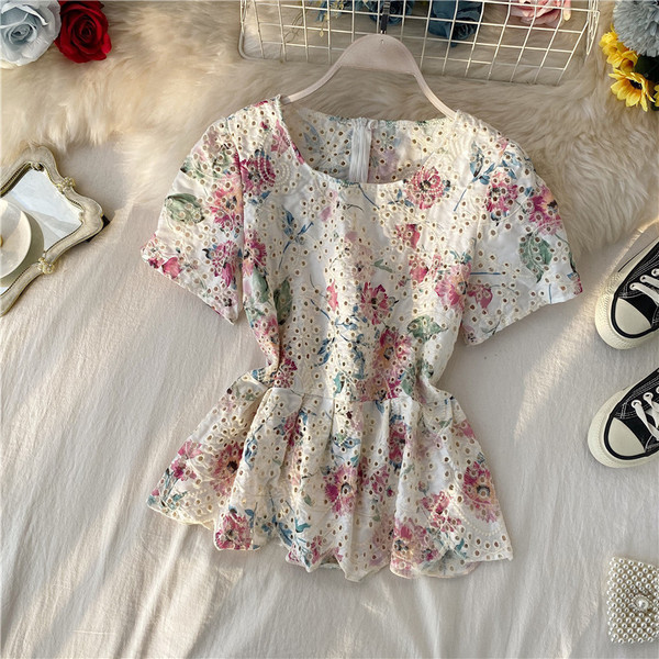 Bluză de damă modernă colorată cu mâneci scurte și fermoar la spate în trei culori