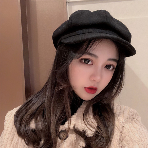 Palarie de dama cu viziera in negru, visiniu, gri si maro