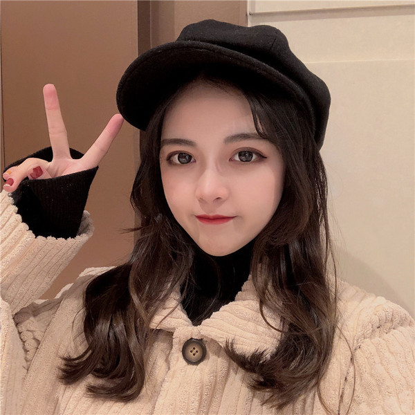 Palarie de dama cu viziera in negru, visiniu, gri si maro