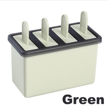 Пластмасова форма с четири дръжки за домашен сладолед в зелен, бежов, син и бял цвят