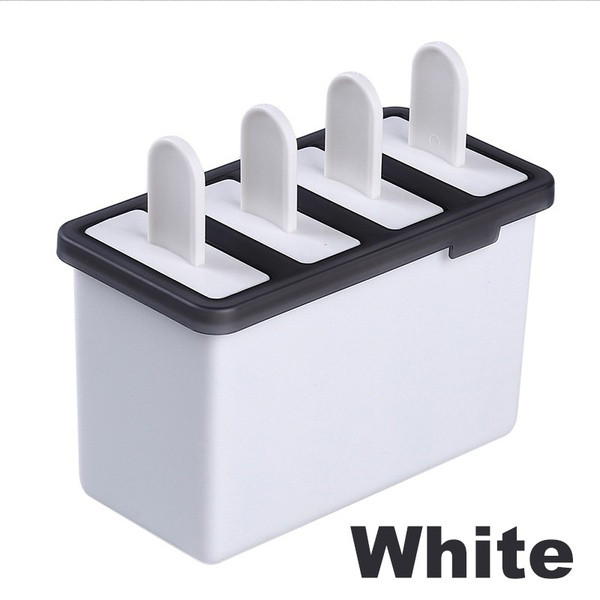 Formă din plastic cu patru mânere pentru înghețată de casă în verde, bej, albastru și alb