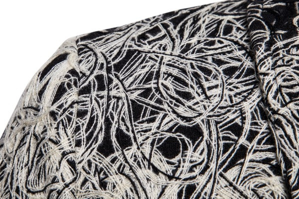 Palton lung barbatesc elegant cu nasturi si buzunare in albastru si negru