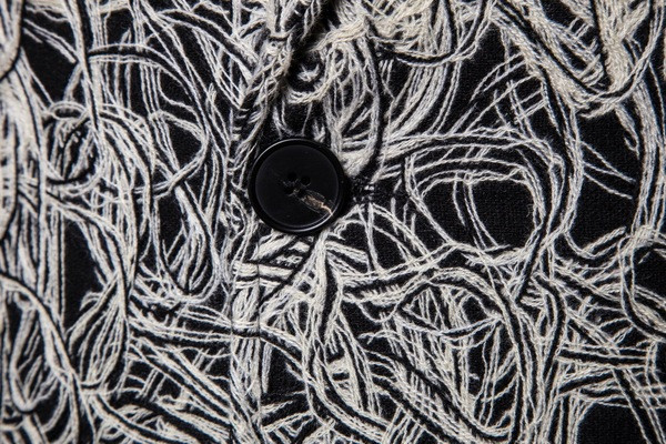 Palton lung barbatesc elegant cu nasturi si buzunare in albastru si negru