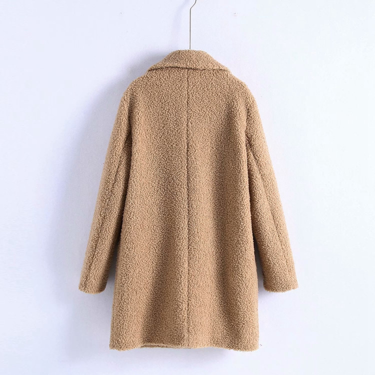 Palton lung cald toamna-iarna model drept cu nasturi in rosu si bej