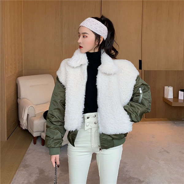 Jachetă de baseball pentru femei cu puf în verde și negru