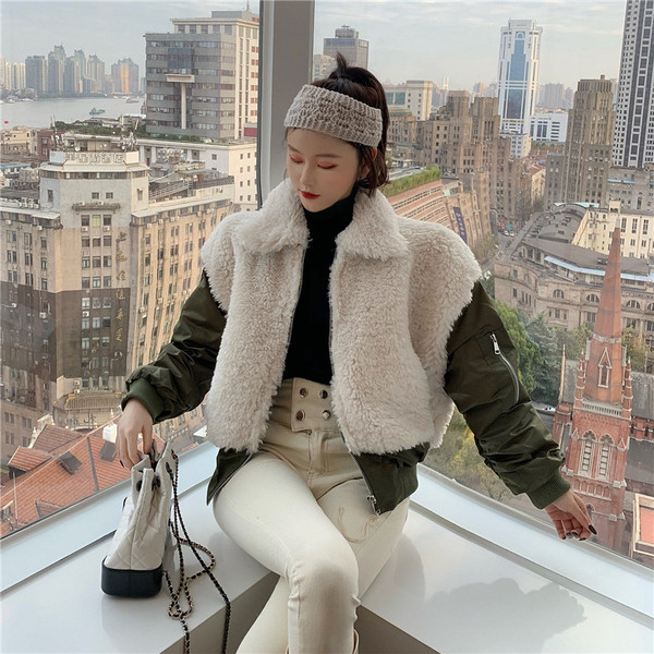 Jachetă de baseball pentru femei cu puf în verde și negru