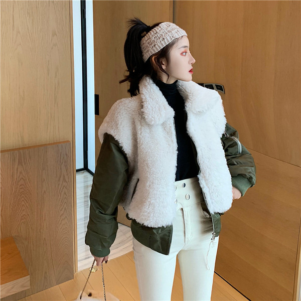 Jachetă de baseball pentru femei cu puf în verde și negru