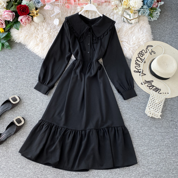 Rochie casual de dama cu cravate si maneci lungi in patru culori