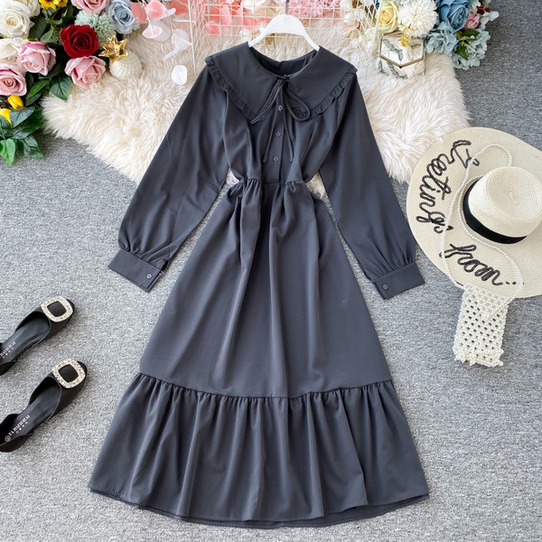 Rochie casual de dama cu cravate si maneci lungi in patru culori