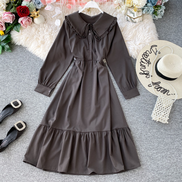 Rochie casual de dama cu cravate si maneci lungi in patru culori