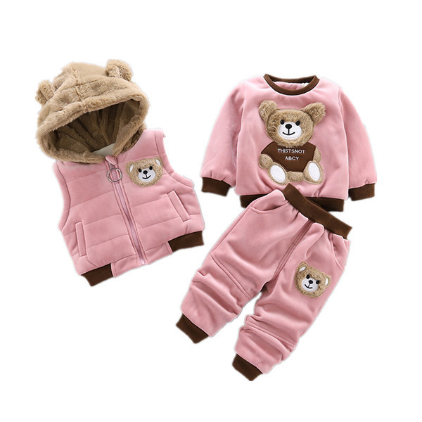 ÚJ modell gyerekgarnitúra nadrágból, blúzból és mellényből, kapucnival kék és rózsaszín színben