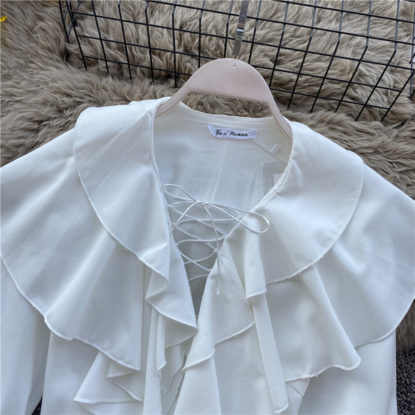 Bluza de dama moderna cu cravate si maneci lungi lotus in mai multe culori