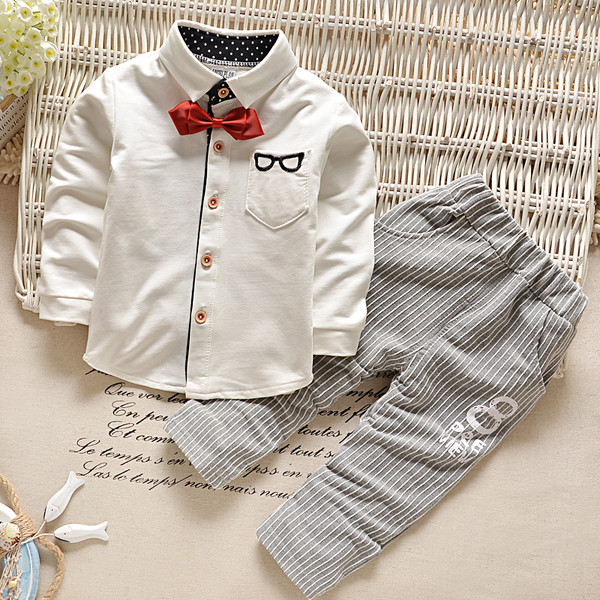 Set pentru copii modern pentru baieti cu camasa si pantaloni lungi in patru culori