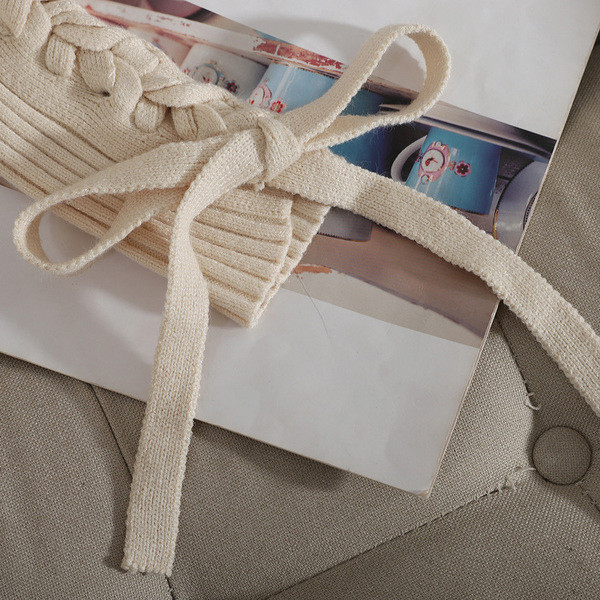 Rochie de iarnă tricotată de damă, cu mâneci lungi și decolteu în V